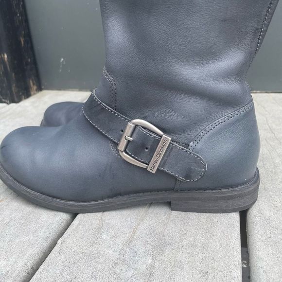 Harley Davidson Motorcycle Riding Boots Grey Tall Logo Women's US 7 - Picture 6 of 12